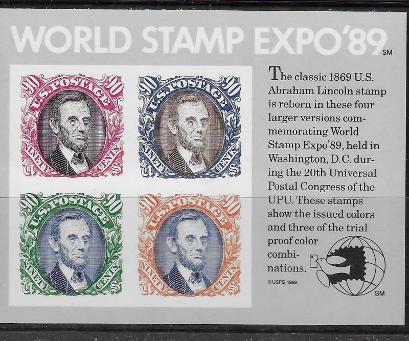 US #2433  90c World Stamp Expo sheet of 4 (MNH)  CV $16.00