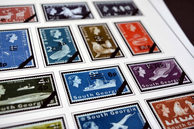 COLOR PRINTED SOUTH GEORGIA & S.S.I. 1963-2020 STAMP ALBUM PAGES (87 ill. pages)