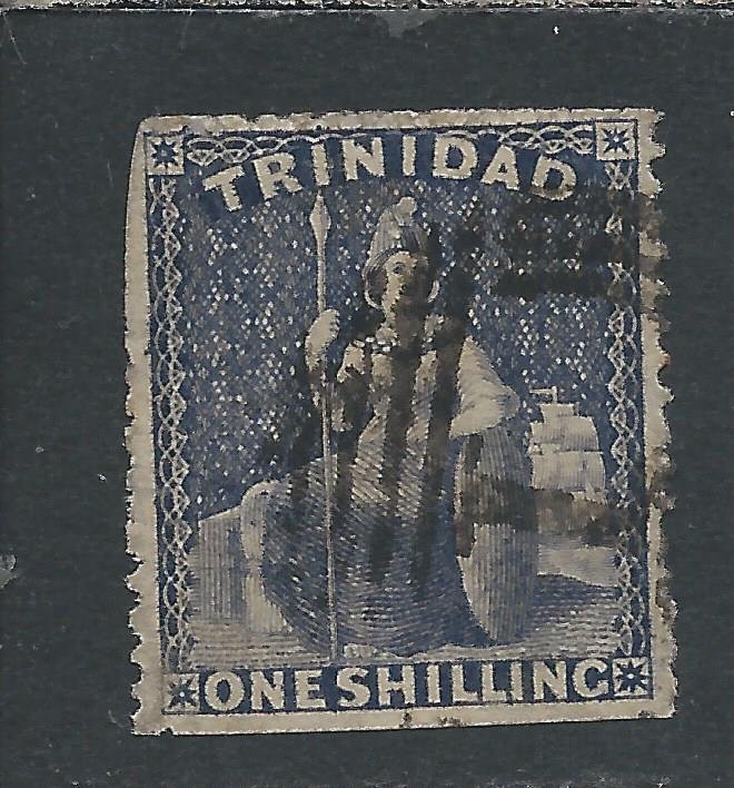 TRINIDAD 1861 1s DEEP BLUISH PURPLE GU ROUGH PERF 14-16½ GU SG 59 CAT £425