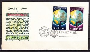 Philippines, Scott cat. 843-844. Colombo Plan isssue. First day cover. ^