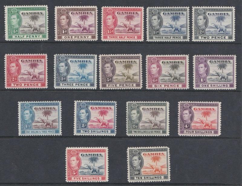 GAMBIA  1938  S G 150 - 161  SET OF 16  MH CAT £175