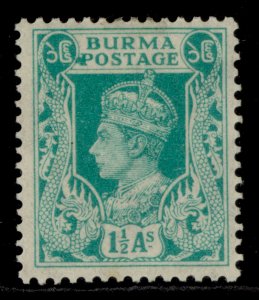 BURMA GVI SG23, 1½a turquoise-green, M MINT.