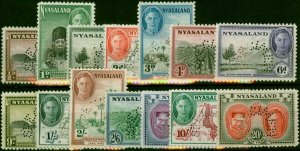 Nyasaland 1945 Perf Specimen Set of 14 SG144s-157s Fine LMM