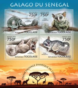 Togo - Senegal Galago (Bushbaby) - 4 Stamp  Sheet - 20H-553