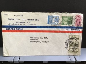 Columbia 1950 Tropical Oil Co Air Mail to Rover Co England stamp cover R31328