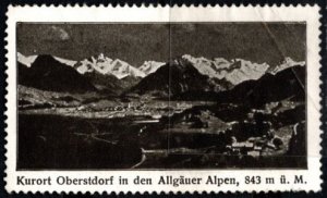 Vintage Germany Poster Stamp Health Resort Oberstdorf In The Allgäu Alps, 843 M