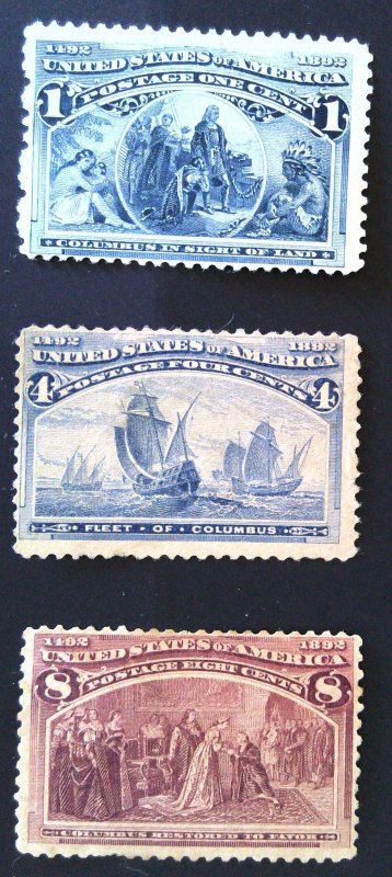 Scott #230,233,236 - VG - Columbian Expo Lot - NG - 1893