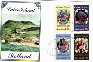 Calve Island (Scotland) 1985 Red overprint 4 value FDC