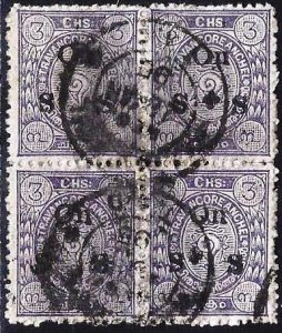 INDIA - TRAVANCORE ANCHEL - OVER PRINT ON S S USED BLOCK OF 4 - INDIA061DTA16