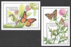 B0811 Antigua & Barbuda Flora & Fauna Insects & Butterflies 2Bl Mnh