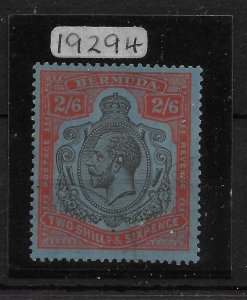 BERMUDA SG89k 1932 2/6 BLACK & RED/BLUE BROKEN LEAF ABOVE H USED WITH CERT 