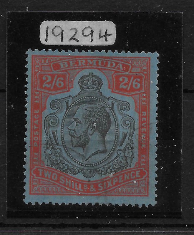 BERMUDA SG89k 1932 2/6 BLACK & RED/BLUE BROKEN LEAF ABOVE H USED WITH CERT