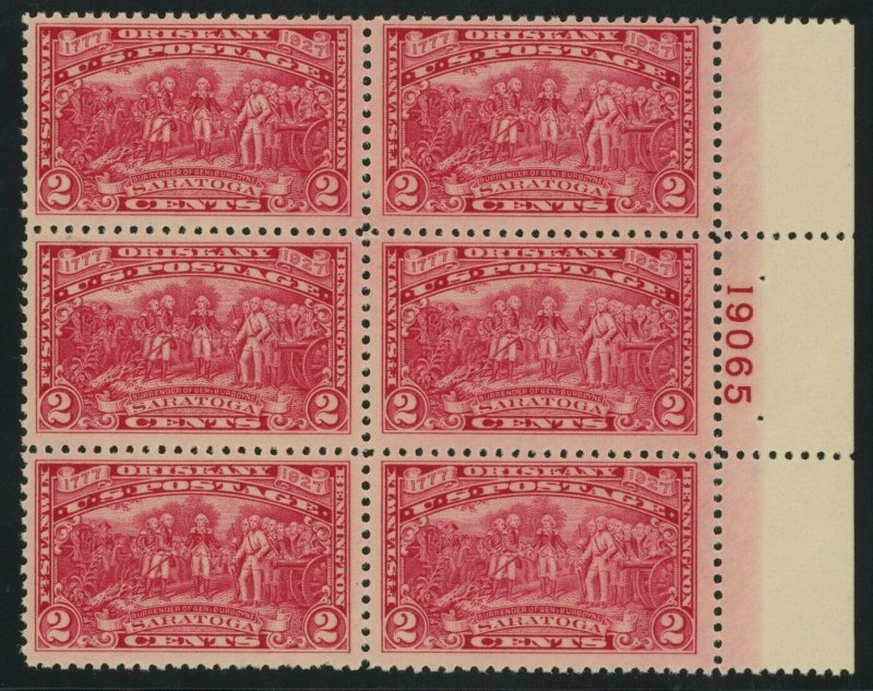 US Stamp #644 Burgoyne Campaign 2c - Plate Block of 6 - MNH - CV $42.50