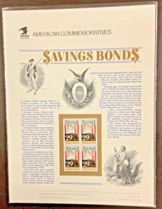 Commemorative Panel #361  Savings Bonds, 50th Anniversary 2534 29 c  1991  