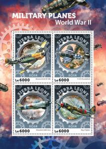 Sierra Leone Military Aviation Stamps 2016 MNH WWII WW2 Planes Aircraft 4v M/S