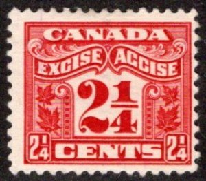 van Dam FX37, 2 1/4c carmine, uncan., NG, Two Leaf, Canada Federal Excise