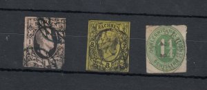 Germany Saxony 1855 Early Collection Of 3 Imperf Fine Used JK7147