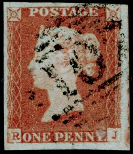 SG8, 1d red-brown PLATE 85, FINE USED. Cat £30. 4 MARGINS. RJ