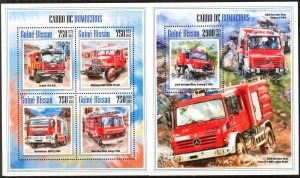 Guinea Bissau 2013 Fire Trucks (2) sheet + S/S MNH