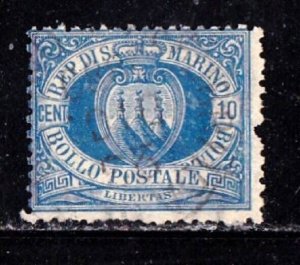 San Marino stamp #7a, blue, used, small nick,  CV $300.00