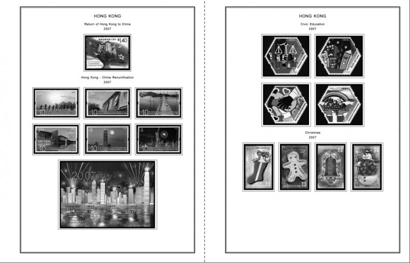 HONG KONG [SAR] 1998-2010 + 2011-2020 STAMP ALBUM PAGES (309 PDF b&w il. pages)