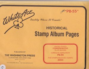 KAPPYSstamps WHITE ACE PLATE BLOCK PAGES SUPPLEMENT PB-55 FOR 2003 #29