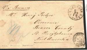 BADEN-WURTTEMBERG Cover 1871 Transatlantic DEPRECIATED CURRENCY Mail NY USA S21a