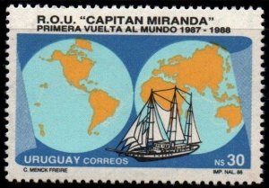1988 Uruguay Capitan Miranda Trans world voyage ship #1268 ** MNH