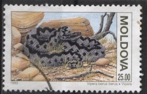 Moldova 74 (postally used) 25r snakes: Vipera berus (1993)