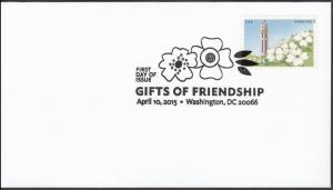 US 4985 Gifts of Friendship Clock Tower Dogwood Blossoms BWP FDC 2015