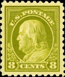 1914 8c Benjamin Franklin, Olive Green Scott 431 Mint F/VF NH