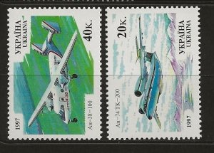 UKRAINE Sc 281-2 NH issue of 1997 - AVIATION 