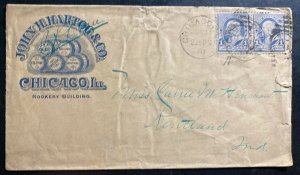1891 Chicago IL USA Advertising Cover To Kentland IN Hartog & Co