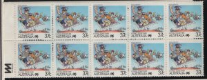 AUSTRALIA, 1063A, MNH, BOOKLET PANE, 1988, CARTOONS