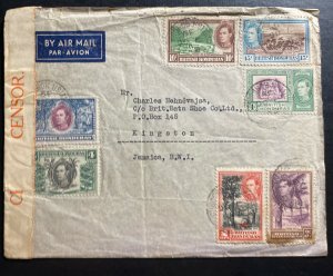 1939 Belize British Honduras Censored Airmail cover To Kingston Jamaica