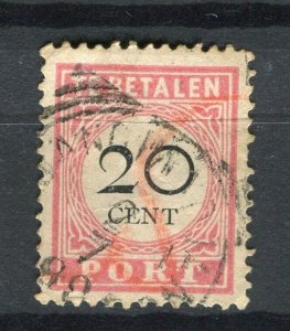 NETHERLANDS; INDIES 1890s early classic Postage Due issue used 20c. value