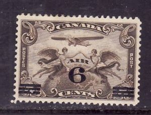 Canada-Sc#C3-Unused 6c on 5c brown olive Air Mail-og-hinge remnant-1932-Cdn564-