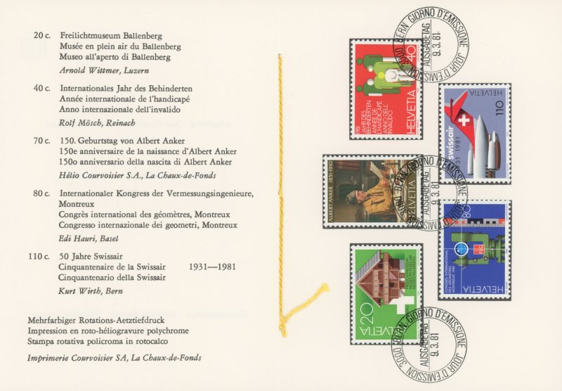 Switzerland 694-8 PTT Presentation Booklet FDC cancel (002743 131)