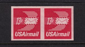 1971 Imperforate pair Sc C83a 13c Winged Airmail Envelope coil error MNH (L2