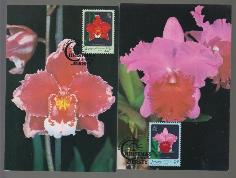 Jersey 1984 Orchids set 2 on Maxicard