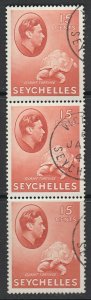 Seychelles, Scott 133 (SG 139ab), used strip of three