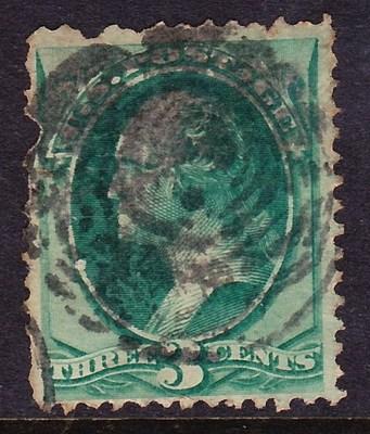 Scott 184, Used, Scarce Patent Cancel, Cole PT-62