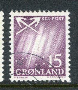 GREENLAND; 1963 early Northern Lights issue fine used 15ore. value