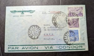 1934 Brazil LZ 127 Graf Zeppelin Airmail Cover Porto Alegre to Gand Belgium