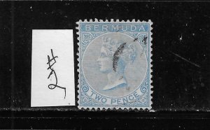 BERMUDA SCOTT #2 1865-74 VICTORIA 2P (BLUE) WMK 1- PERF 14- USED