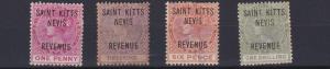 ST KITTS  1885   S G R3 - R6  SET OF 4  MH  POOR BACKS  