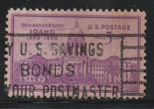 US 1940 Idaho Statehood issue Sc 896 Used A3568
