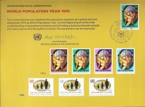 United Nations  1974   World Population Year Souvenir  Card  Geneva FDC SC #6