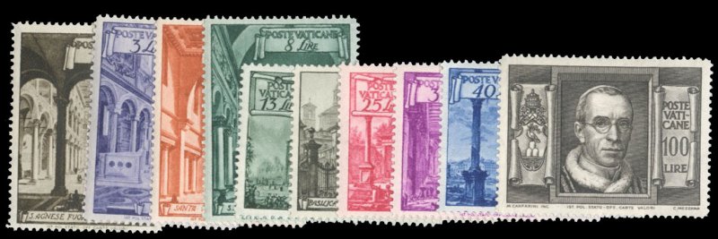 Vatican City #122-131 Cat$44.45, 1949 Basilicas, complete set, never hinged