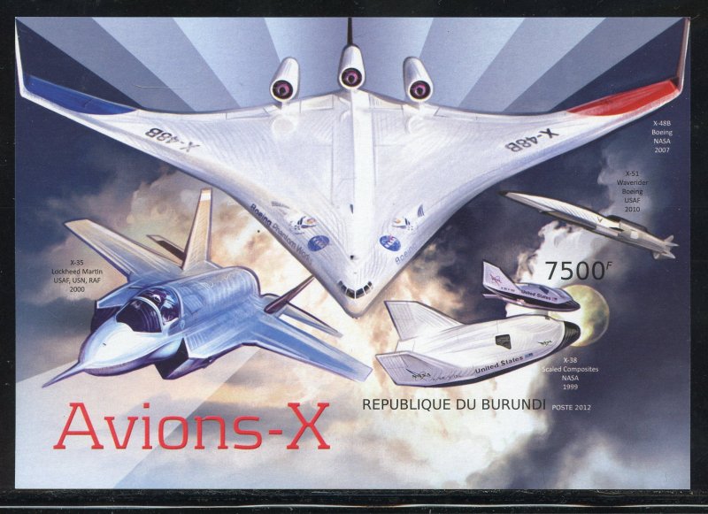 Burundi 1285 MNH X-traterrestrial Aircraft Souvenir Sheet from 2012